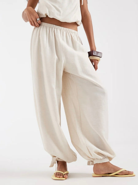 VM Ballon Trouser With Ankle Tie Detail In Cream - Part of a Co-ord Set. Items Sold Separately