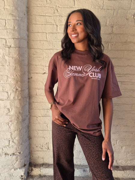 New York Tennis Club Oversized Tshirt In Brown