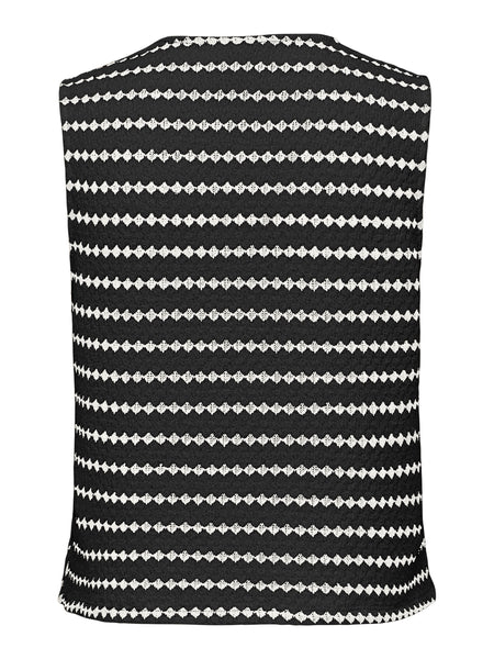 Only Tie Front Waistcoat & Wide Leg Knit Trouser Co-ord Set In White Stripe - Items Sold Separately