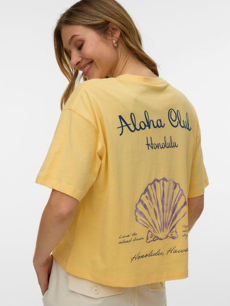 VM Short Sleeve Boxy Oversized "Aloha Cub" Tshirt In Lemon