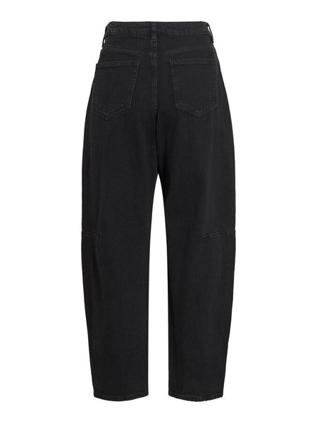 Vila Barrel Leg Jeans In Black