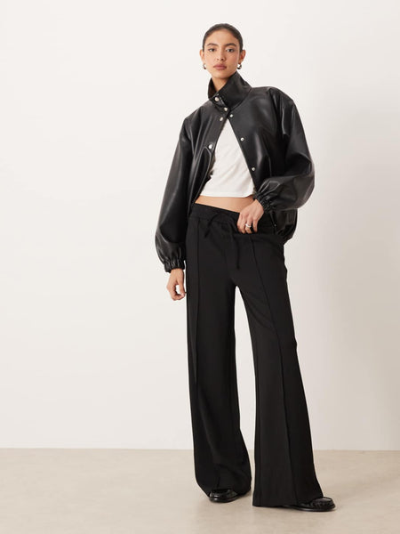 Vila Pintuck Wide Leg Trousers In Black