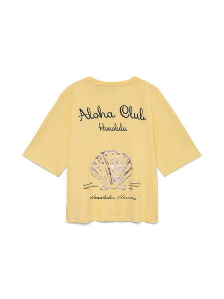 VM Short Sleeve Boxy Oversized "Aloha Cub" Tshirt In Lemon