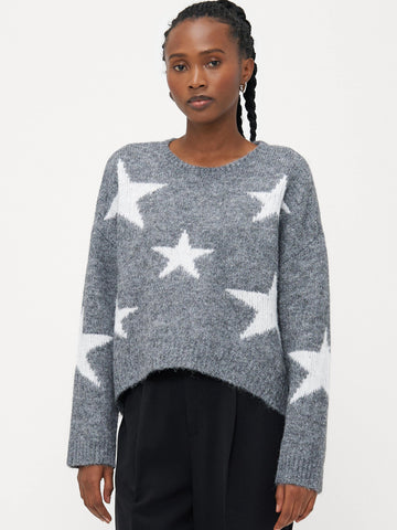 Only Star Knit Jumper In Grey