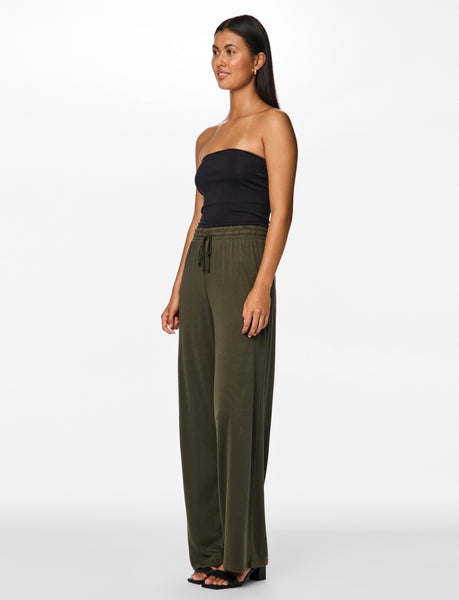 Pieces Wide Leg Trousers & Tshirt Co-ord Set In Khaki - Items Sold Separately