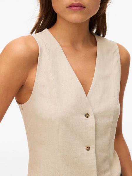 VM Linen Button Front Waistcoat