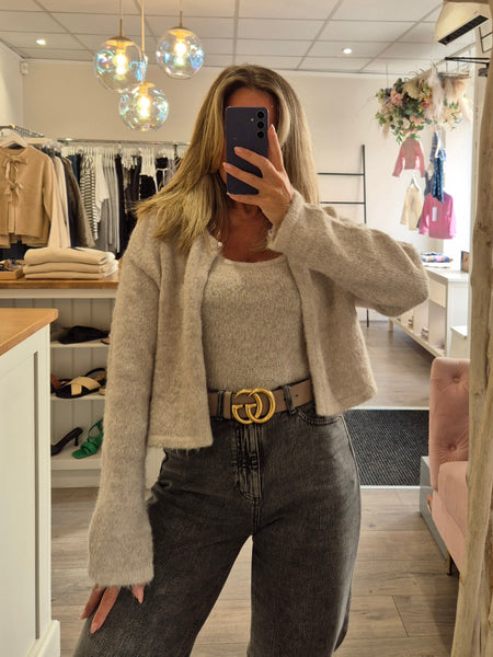Pieces Open Front Knit Cardigan & Matching Knit Vest Set