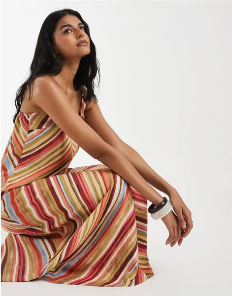 VM Striped Sleeveless Slip Maxi Dress