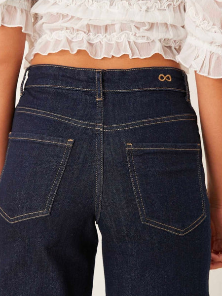 JDY High Waist Wide Leg Jeans In Dark Blue