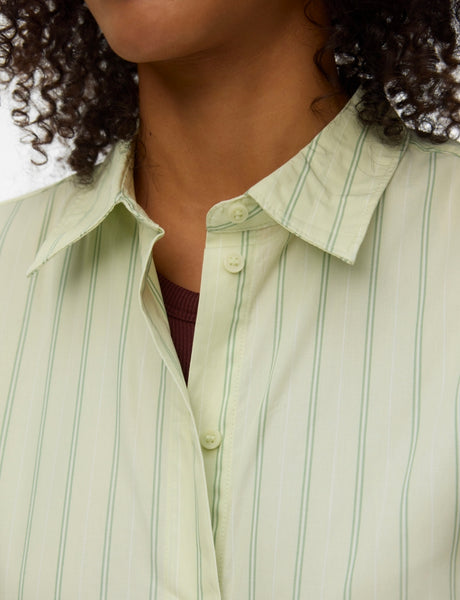 VM Green Pinstripe Longline Oversized Shirt