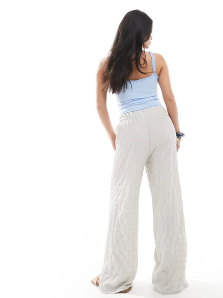 Only Seersucker Wide leg Trousers - Available in 2 Colourways
