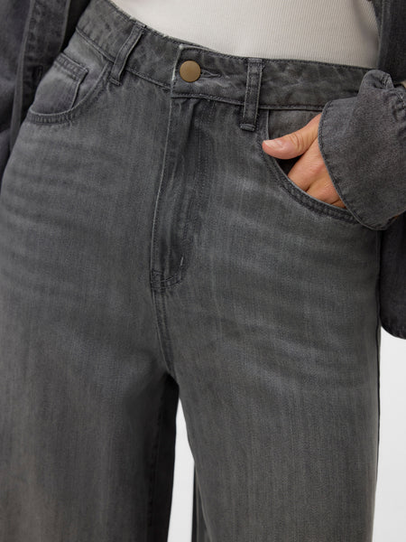 Aware High Waist Wide Leg Jeans In Grey - Part of a Co-ord Set