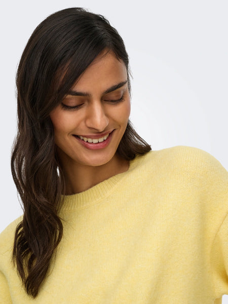 JDY Short Sleeve Knitted Jumper In Lemon