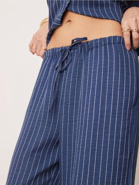 JDY Wide Leg Trousers In Blue Pinstripe