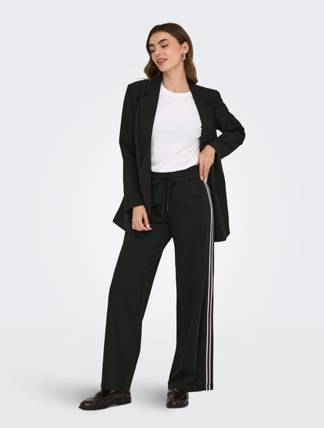 Only Side Stripe Wide Leg Trousers In Black
