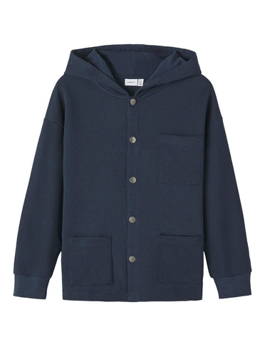 Boys Navy Hooded Shacket