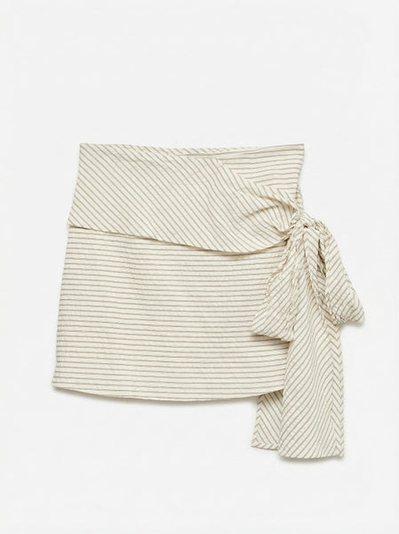 VM Brown Stripe Tie Detail Short Skirt