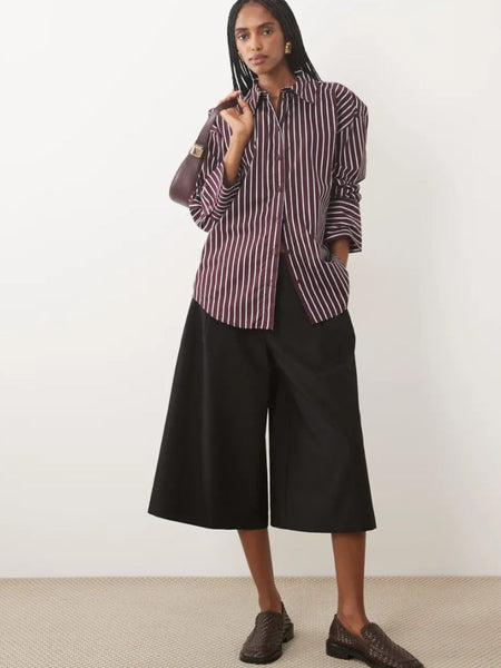 JDY Oversized Striped Shirt In Burgundy & Blue