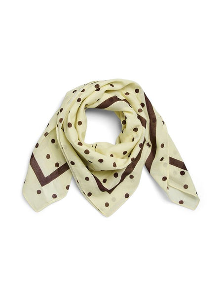 Pieces Square Scarf In Buttermilk Yellow & Brown Polkadot