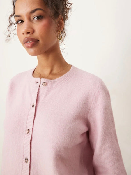 JDY Chloe Crew Neck Cardigan In Pink