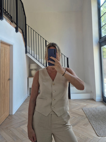 Only Linen Blend Waistcoat & Wide Leg Trouser Co-ord Set - Items Sold Separately
