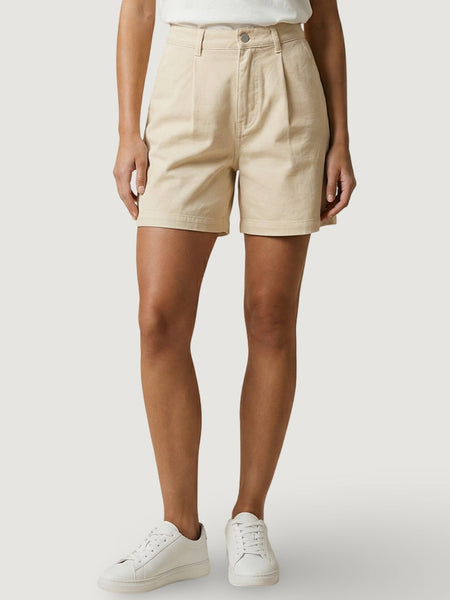 JDY High Waist Pleat Front Shorts In Beige