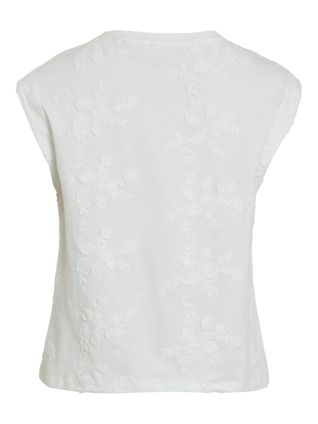 Vila Sleeveless Embroidered Top In White