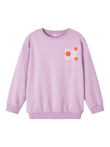 Girls Self Love Oversized Longline Sweatshirt In Lilac