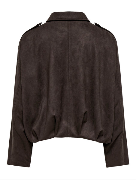 JDY Faux Suede Bomber Jacket In Brown