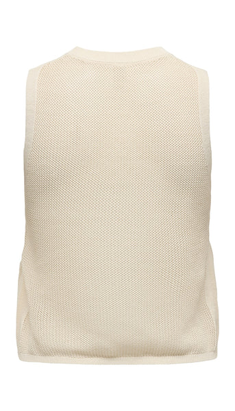 Only Floral Crochet Sequin Sleeveless Tank Top In Cream