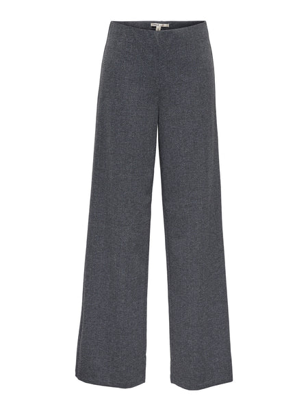 Only Herringbone Wide Leg Trousers In Dark Grey