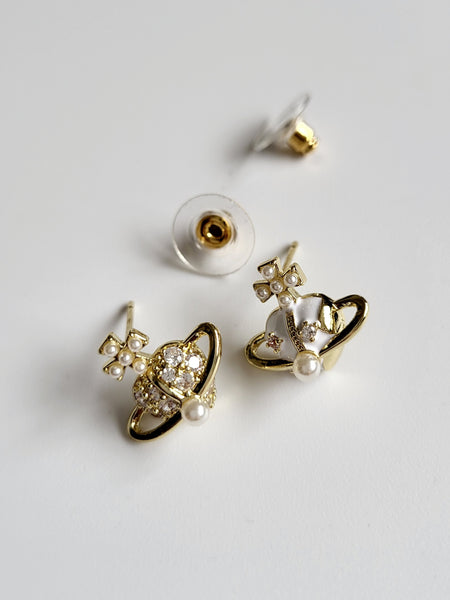 Gold Orb Stud Earrings