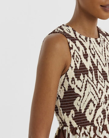JDY Smock Midi Dress In Brown Print
