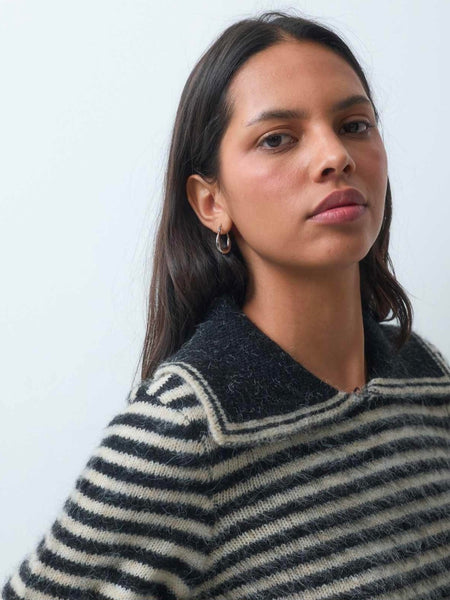 Pieces Collared Stripe Knit Jumper