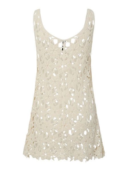 Pieces Open Crochet Knit Sleeveless Mini Beach Dress