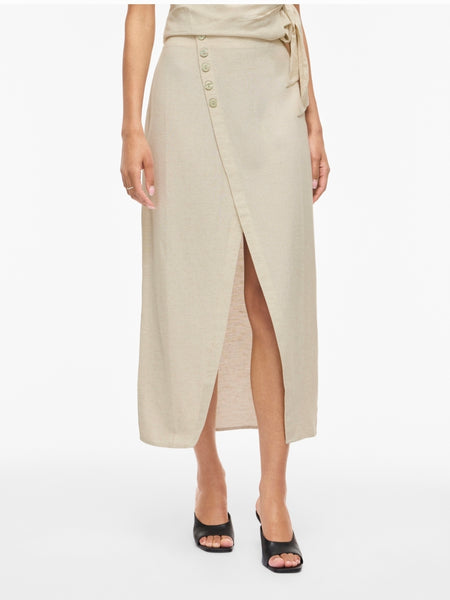 Vila Split Front Linen Midi Skirt - Part of a Co-ord Set