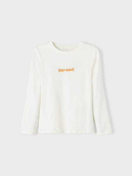 Boys Printed Back Long Sleeve Top In White
