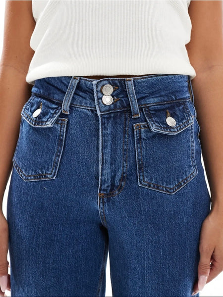VM High Waist Retro Pocket Wide Leg Jeans