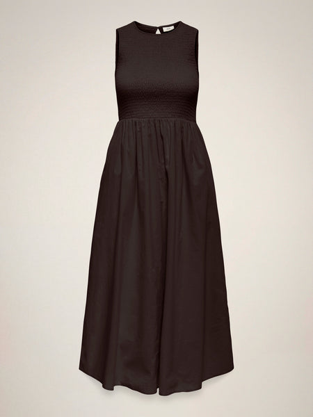 JDY Smock Midi Dress In Chocolate Brown