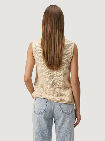 JDY Knitted Button Front Waistcoat In Cream