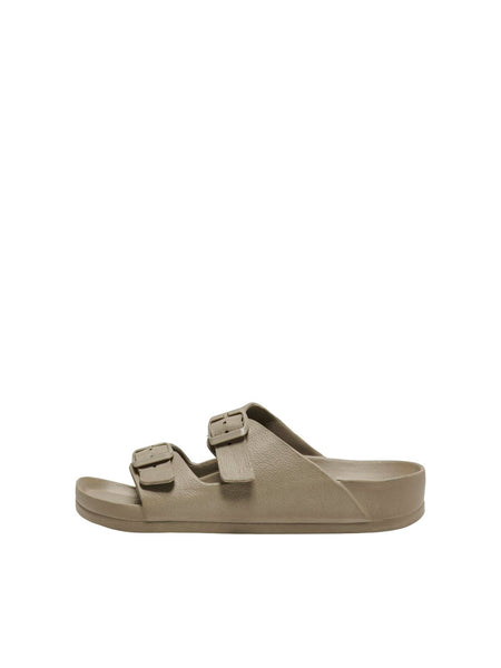 Only Adjustable Strap Lightweight Sliders In Khaki