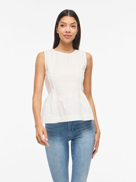 Vila Round Neck Sleeveless Peplum Top