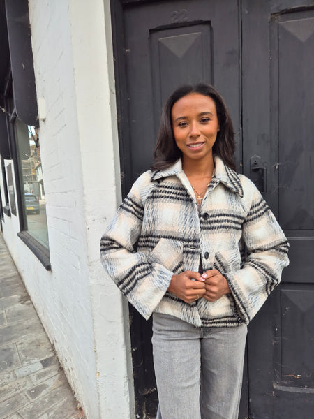 Vila Button Front Checked Jacket