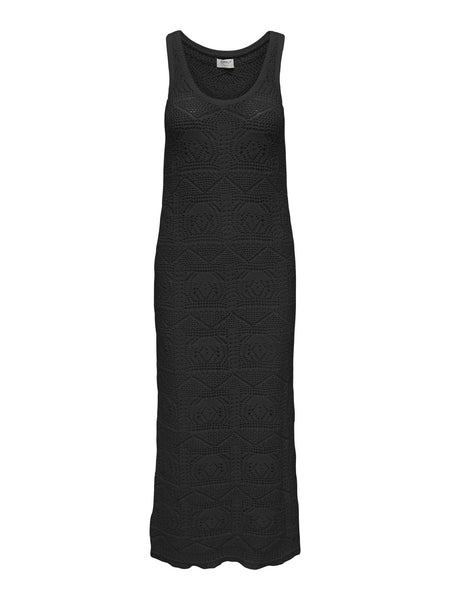 Only Beach Life Crochet Knit Maxi Dress In Black