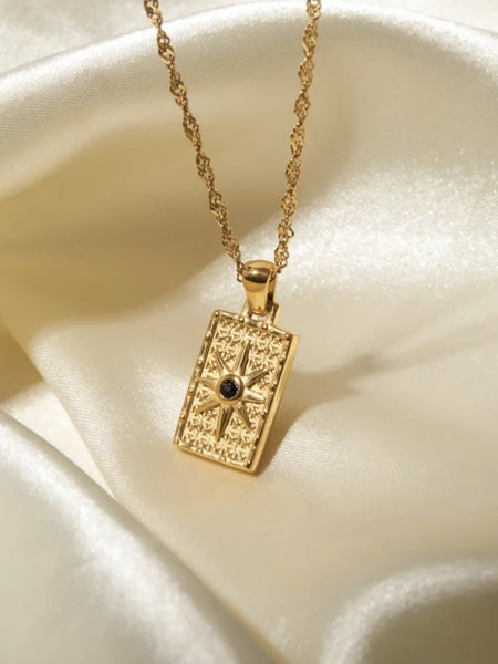 18k Gold Plated Stainless Steel Double-sided Star Pendant Necklace