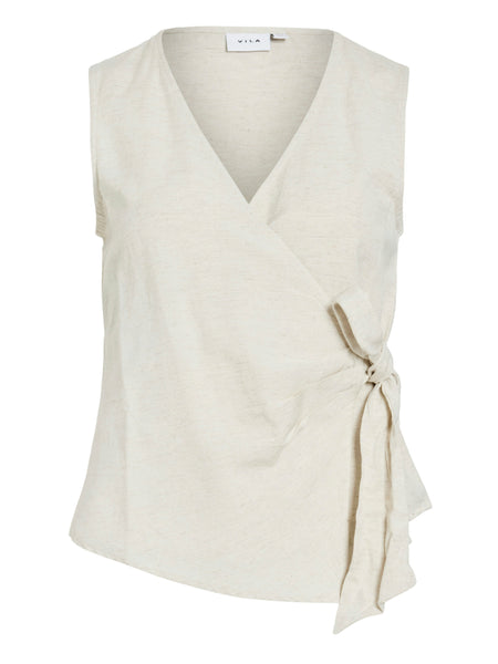 Vila Linen Tie Front Waistcoat - Part of a Co-ord Set