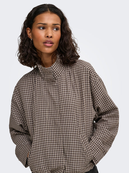JDY Checked Funnel Neck Lightweight Jacket