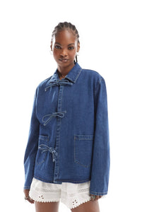 Only Tie Front Denim Jacket