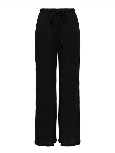 Only Plisse Wide Leg Trousers & Tshirt Co-ord Set In Black - Items Sold Separately