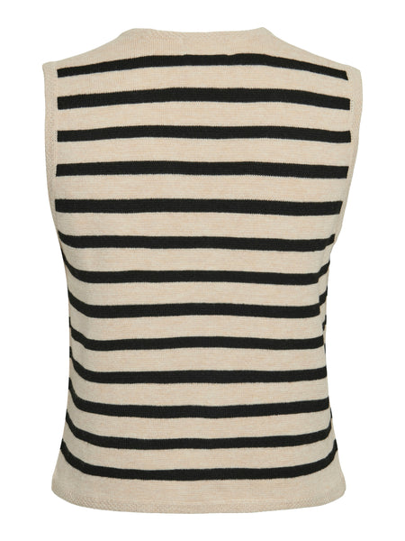 Pieces Beige Stripe Knit Waistcoat